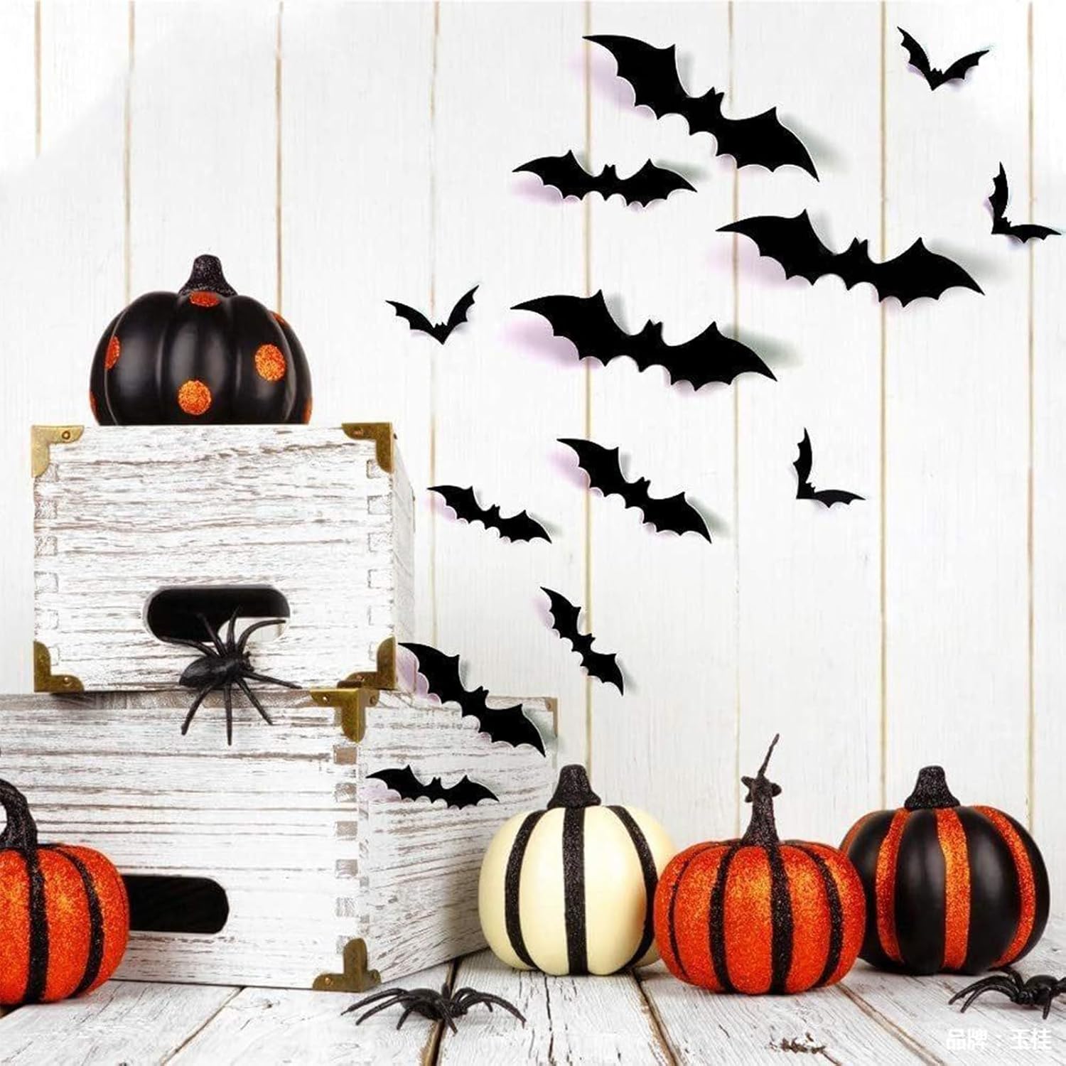 288 piezas de decoraciones de Halloween murciélagos 3D, decoraciones de Halloween para interiores y exteriores, 4 tamaños diferentes para decoración
