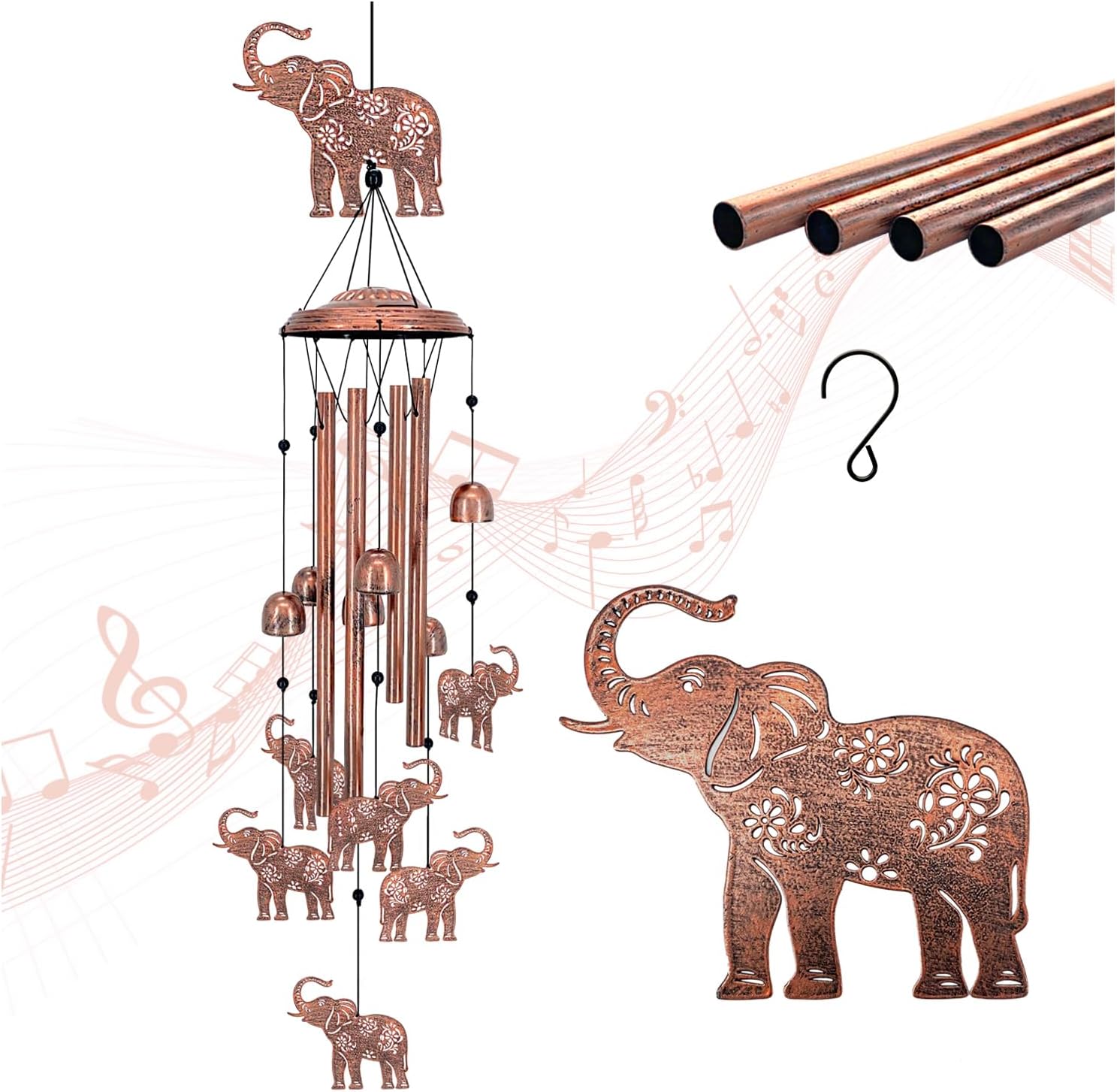 Campanillas de viento de elefante para exteriores, regalos de elefante para mujereshombresmamáabuelaesposa, regalos de cumpleaños, regalo