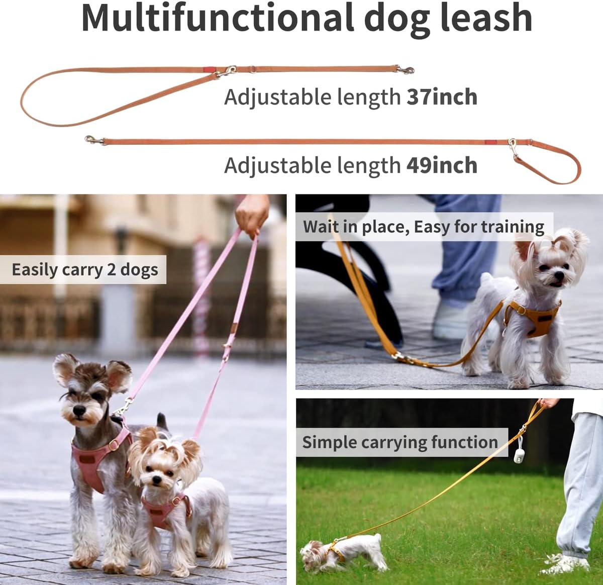 Puppytie Arnés sin tirones para cachorro, con correa multifunción, pechera suave y ajustable para mascota, no ahorca, chaleco a prueba de escape,