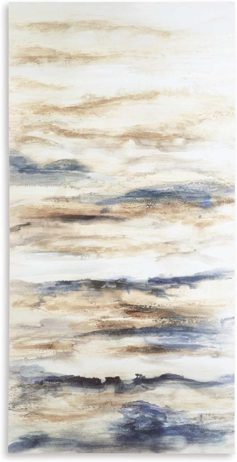 Signature Design by Ashley Joely – Arte abstracto para pared, 60 x 30 pulgadas, azul y bronceado