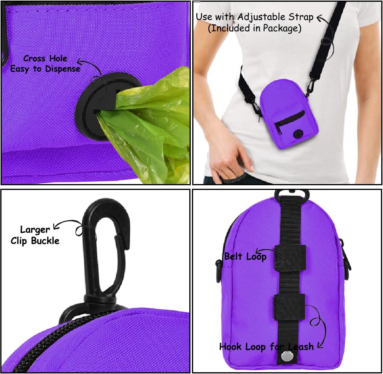 Dispensador de bolsas para excrementos de perro, dispensador de bolsas de residuos, bolsas delanteras traseras para bolsas de basura de mascotas y
