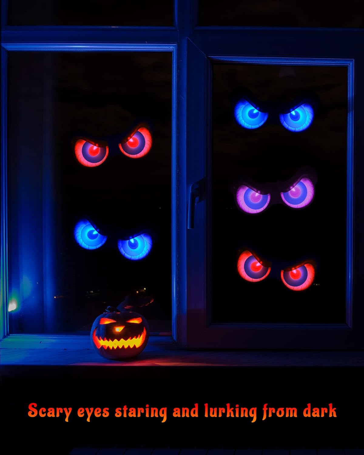 HOUNE Guirnalda de luces de Halloween con temporizador, 3 modos de iluminación, ojos miradores, impermeable, funciona con pilas, para decoración de
