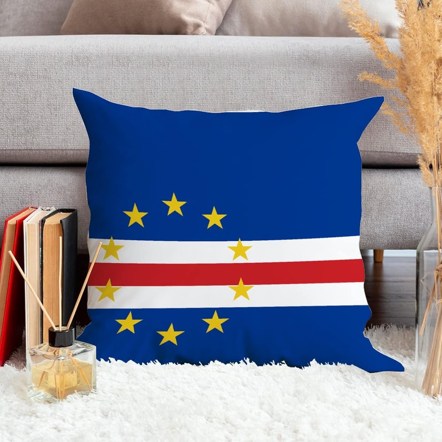 WoGuangis Cabo Verde – Funda de cojín cuadrada con cremallera para sofá, silla de automóvil, 20 x 20 pulgadas, funda de almohada moderna con bandera