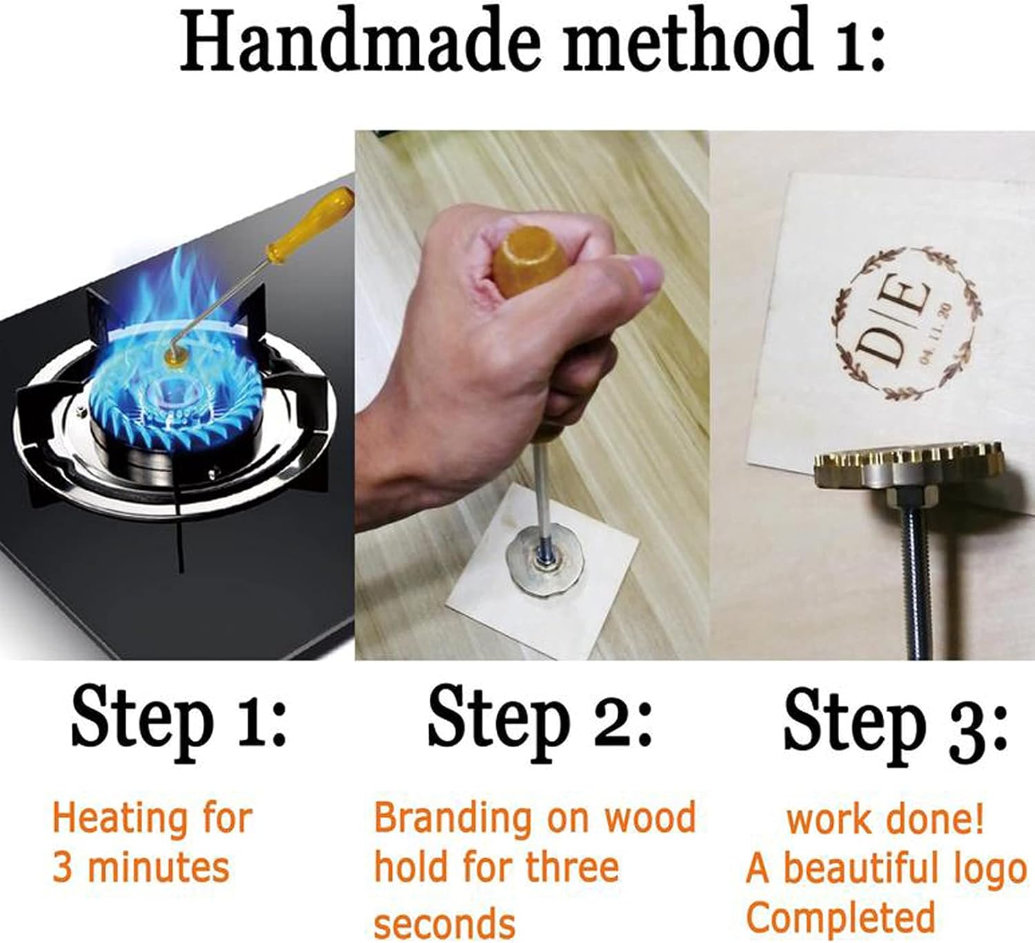 Hierro de marca de madera personalizado, diseño de logotipo de sello ardiente personalizado para marca de hierro hecho a mano (moldes de cobre
