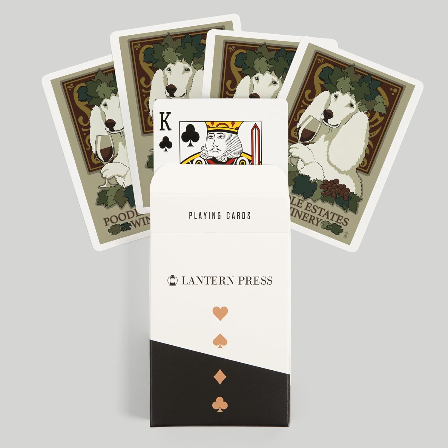 Lantern Press Caniche, anuncio retro de bodega (52 cartas de juego, baraja de cartas de tamaño póquer con comodines)