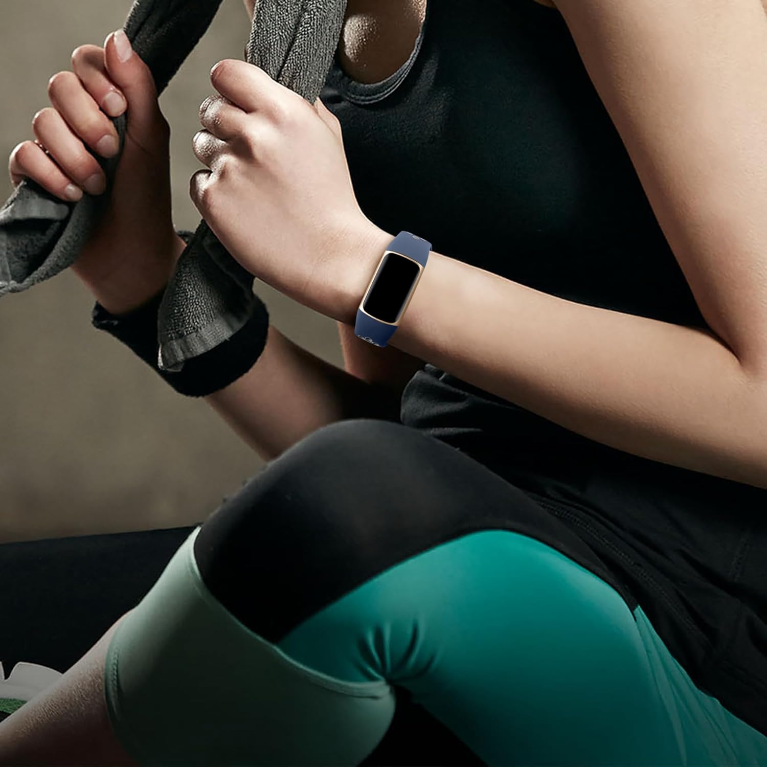 Maledan Correas de reloj deportivo de silicona de repuesto para Fitbit Charge 56, negroazulgris, grande