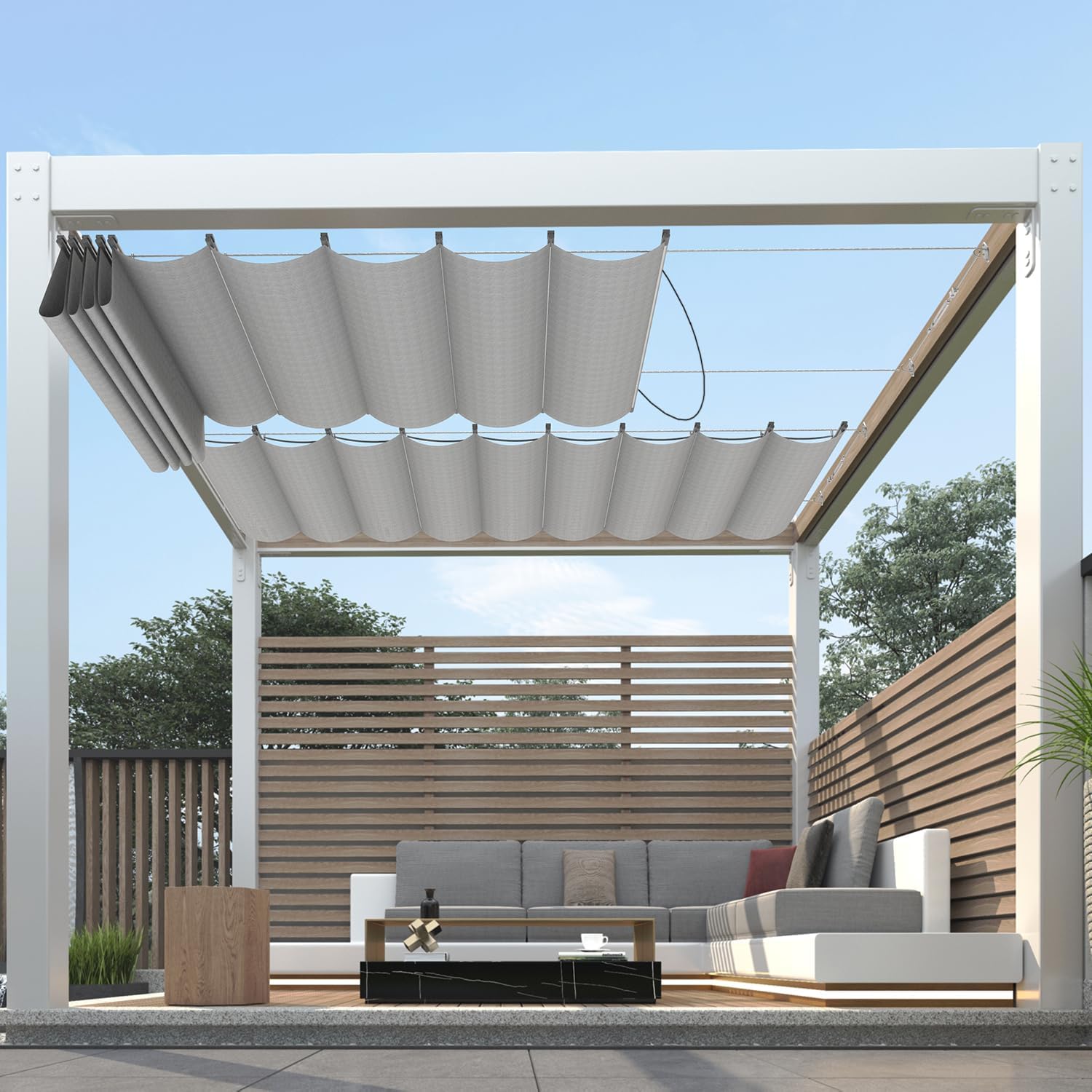 Toldo retráctil de repuesto para pérgola de 3 x 16 pies, con accesorios para cables, para patio, porche, garaje, terraza, toldo