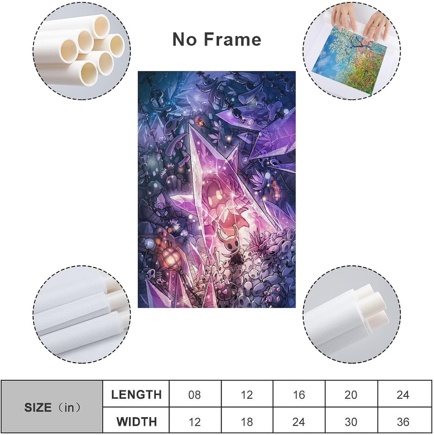 SNKB Hollow Knight – Póster artístico en lienzo y arte para pared, diseño moderno de dormitorio familiar, 12 x 18 pulgadas (11.8 x 17.7 in)