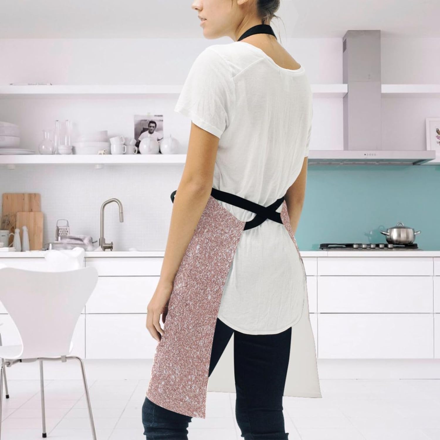 RPLIFE Delantales de chef degradados de color rosa y amarillo, 2 bolsillos, bolsillos impermeables para delantales, accesorios de cocina para fiestas