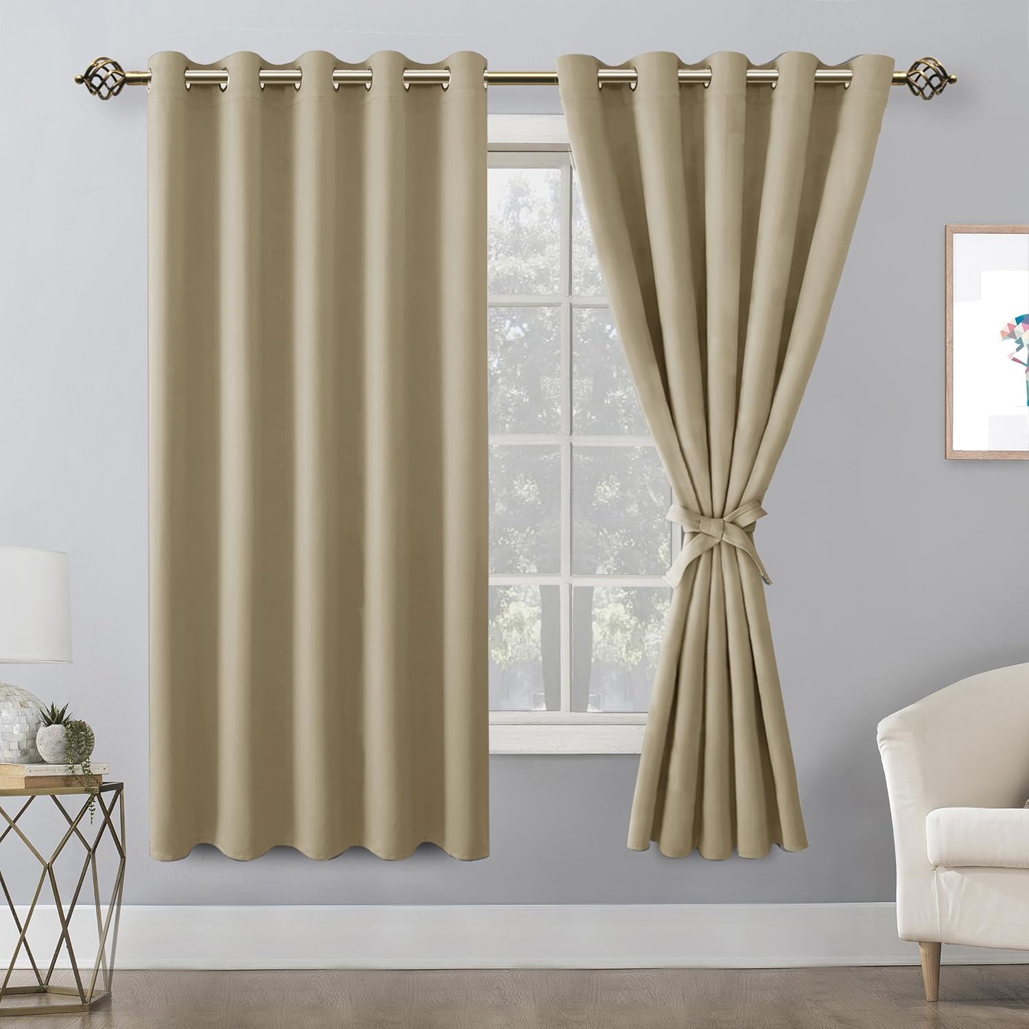 Hiasan Cortinas opacas para dormitorio, 60 x 63 pulgadas de largo, cortinas de ventana con aislamiento térmico y bloqueo de luz para sala de estar,
