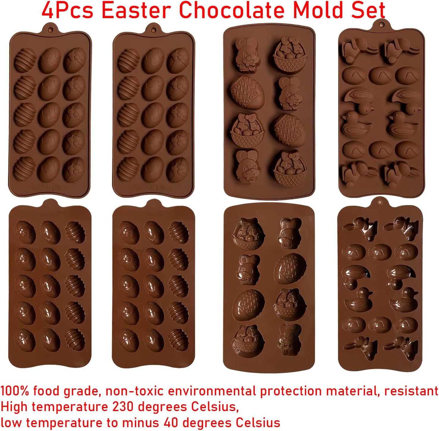 Moldes para huevos de Pascua, moldes de chocolate, utilizados para hacer, moldes de dulces de chocolate de conejo de Pascua, huevos de Pascua y