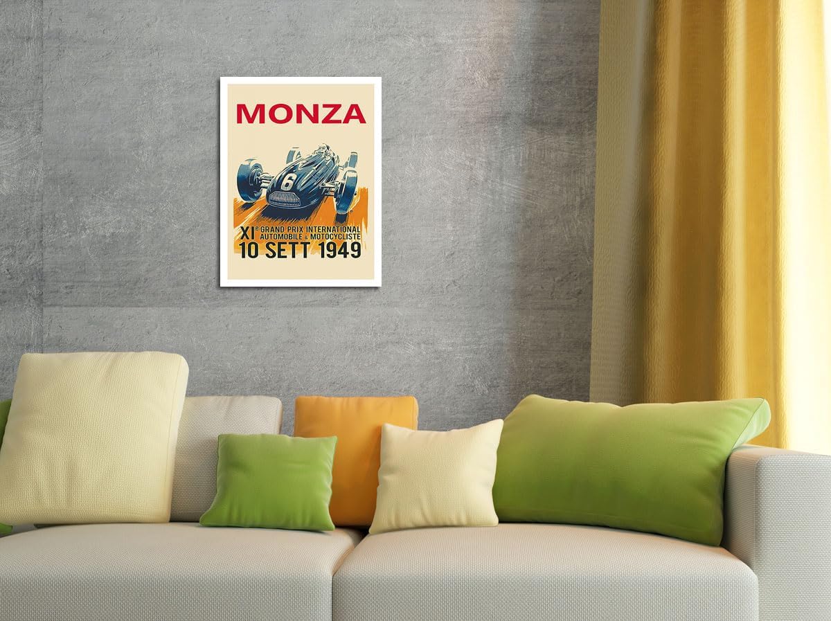 1949 Monza Grand Prix – Póster de carreras de coches vintage, impresión maestra (sin marco) 12 x 18 pulgadas