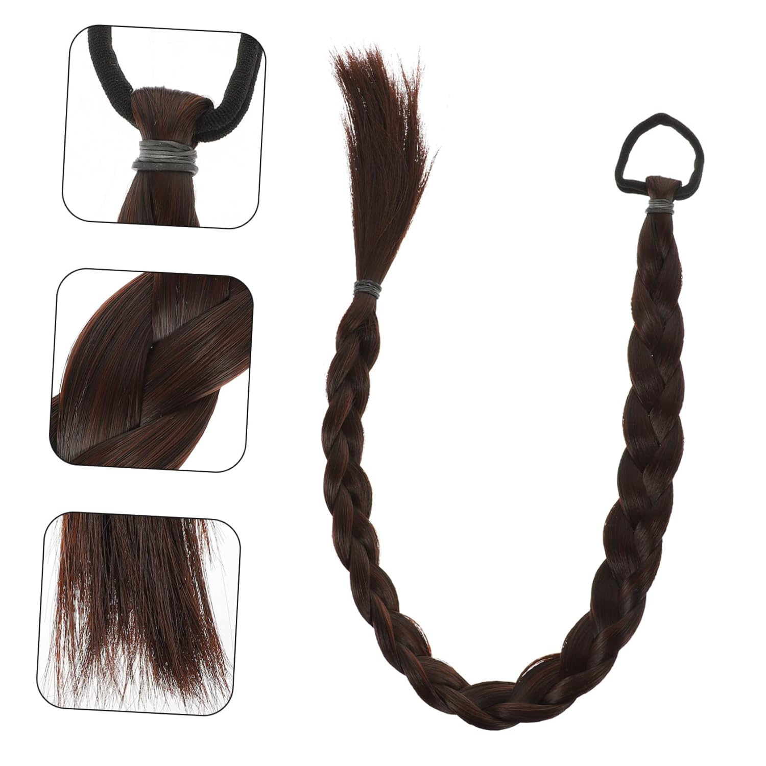 minkissy 5 piezas de cola de caballo falsa trenzada recta extensión de cola de caballo para mujeres, cola de caballo para mujeres negras, peluca de