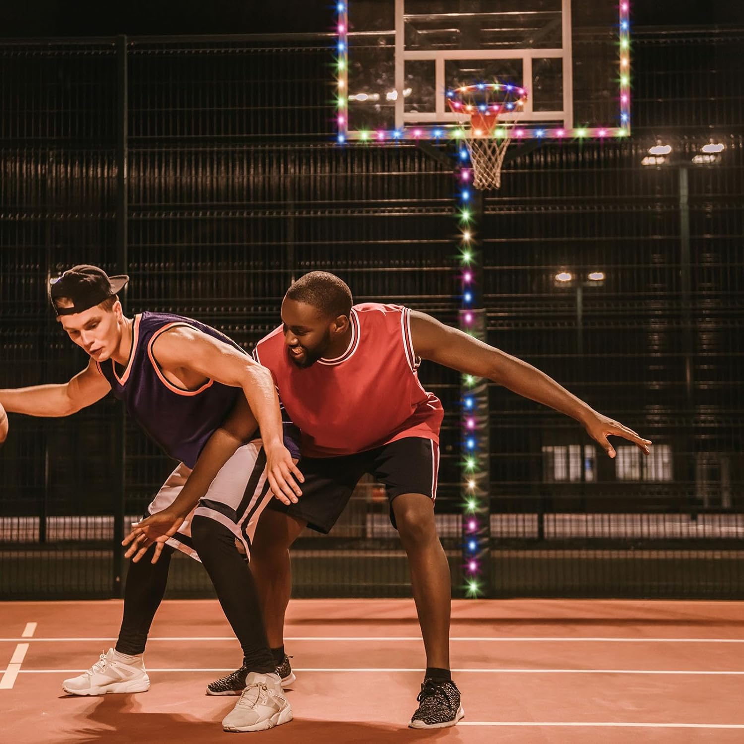 PATIKIL Juego de luces LED de aro de baloncesto, borde de baloncesto y luz de tablero trasero, luz de borde de baloncesto que brilla en la