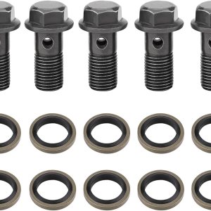 5 pernos de banjo para motocicleta, perno de freno de motocicleta, hierro de alta calidad, kit de arandela de sellado para pinza de freno (M10 × 5 pernos de banjo para motocicleta, perno de freno de motocicleta, hierro de alta calidad, kit de arandela de sellado para pinza de freno (M10 ×