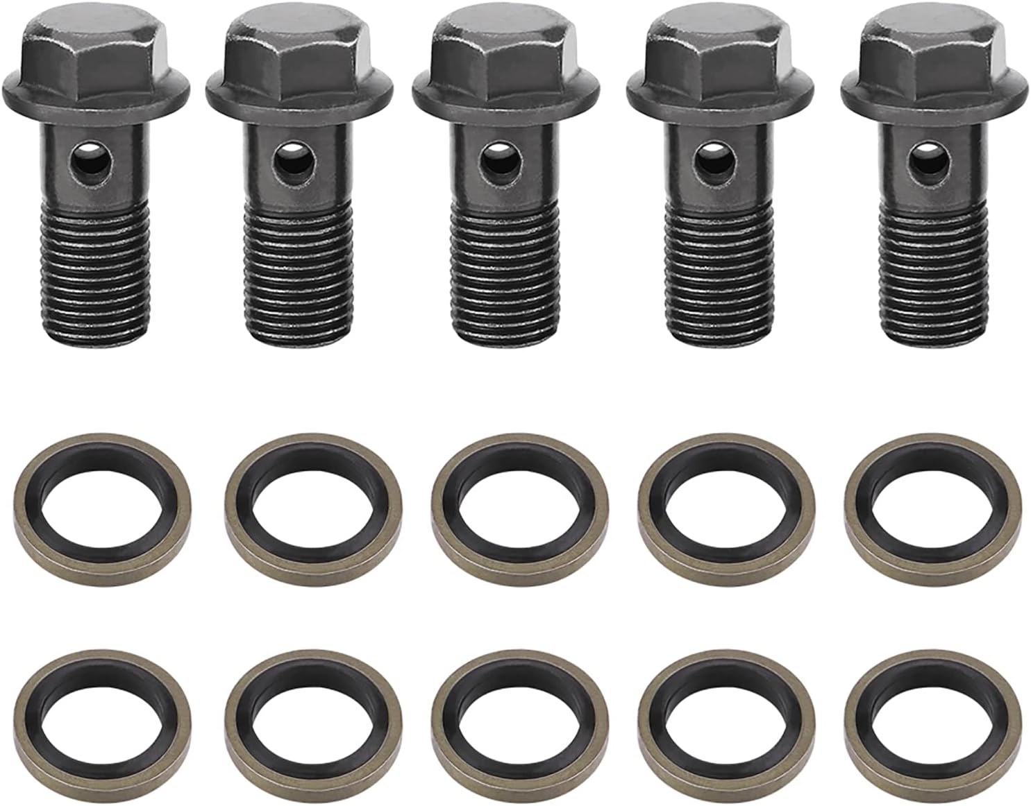 5 pernos de banjo para motocicleta, perno de freno de motocicleta, hierro de alta calidad, kit de arandela de sellado para pinza de freno (M10 ×