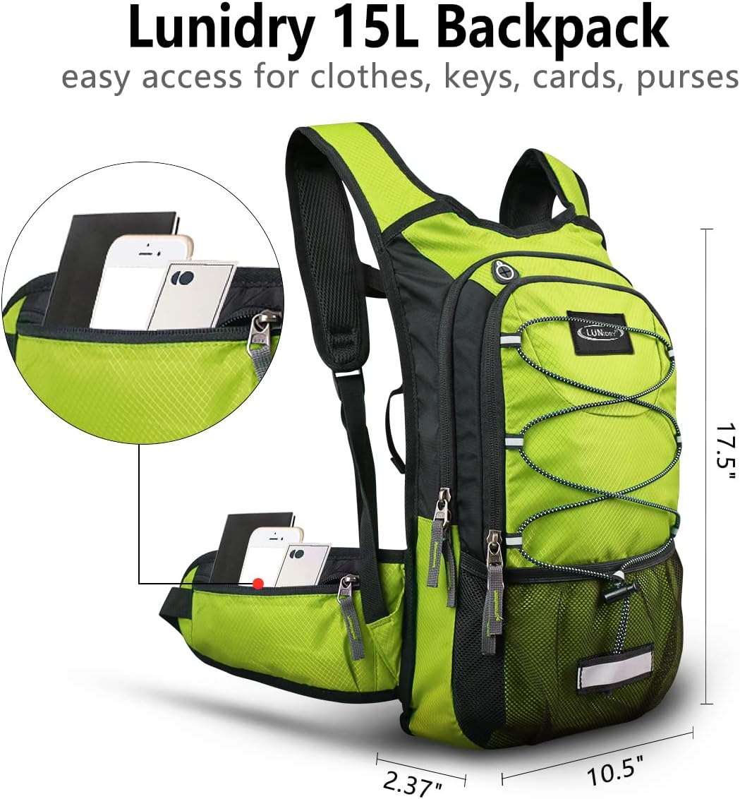 Lunidry Mochila de hidratación aislada con bolsa de agua a prueba de fugas de 3 L, sin BPA, mantiene los líquidos frescos hasta 5 horas, mochila
