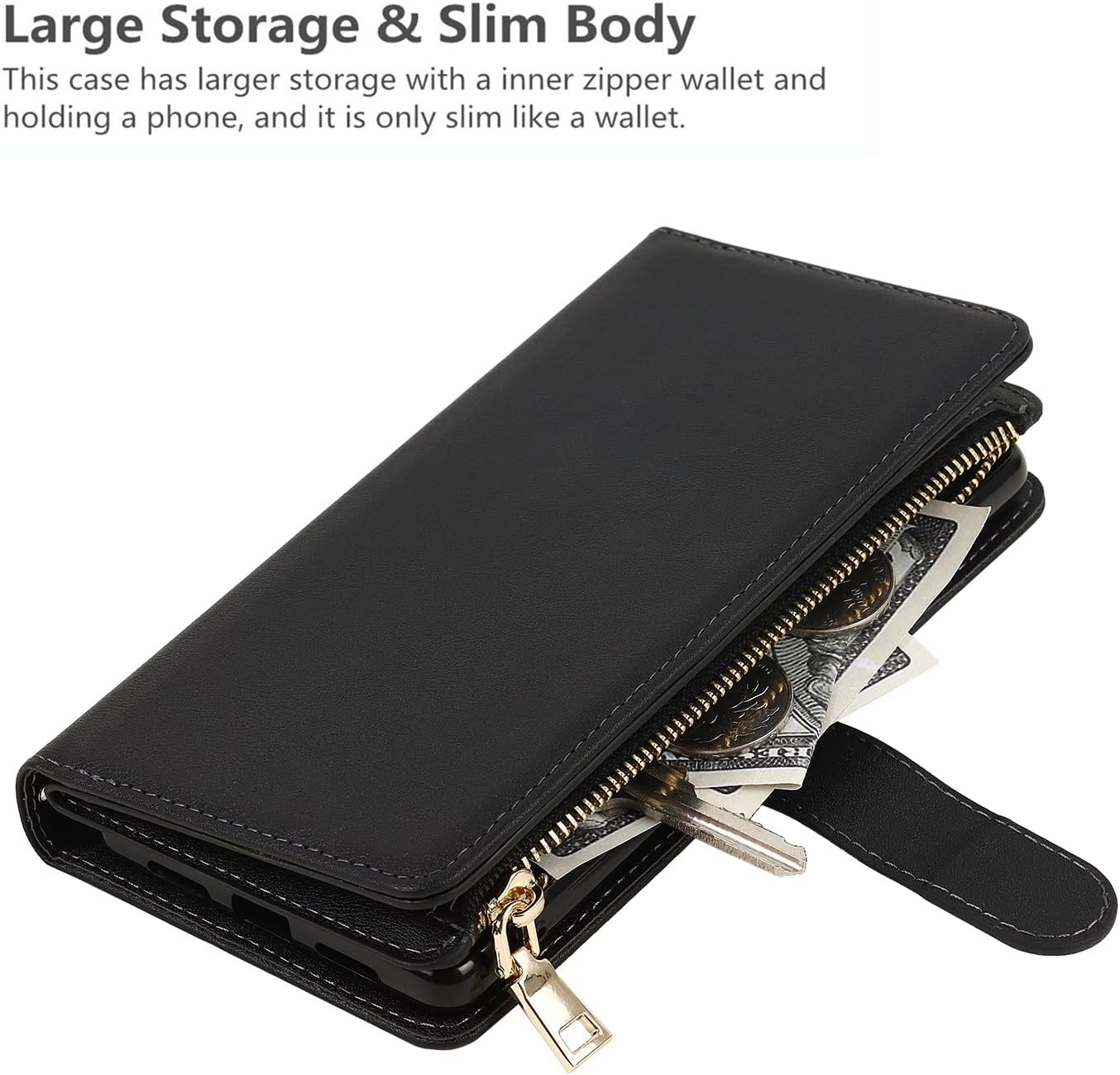 iCoverCase Funda tipo cartera para Google Pixel 4a 5G con soporte para tarjetas, función atril, funda de piel sintética con cordón ajustable para