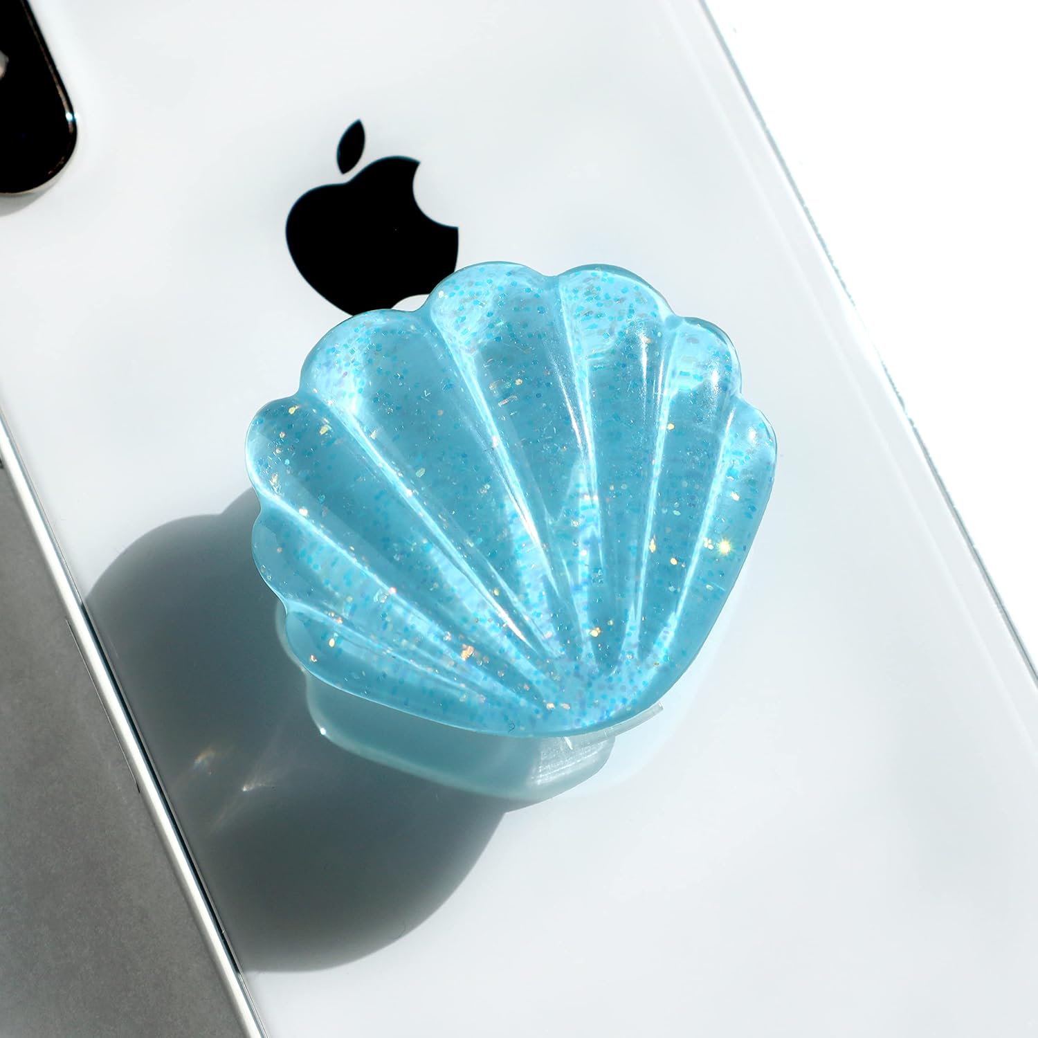 GRIPONG – Soporte plegable para teléfono móvil con forma de concha de mar con purpurina para teléfono inteligente, tableta, accesorio de teléfono