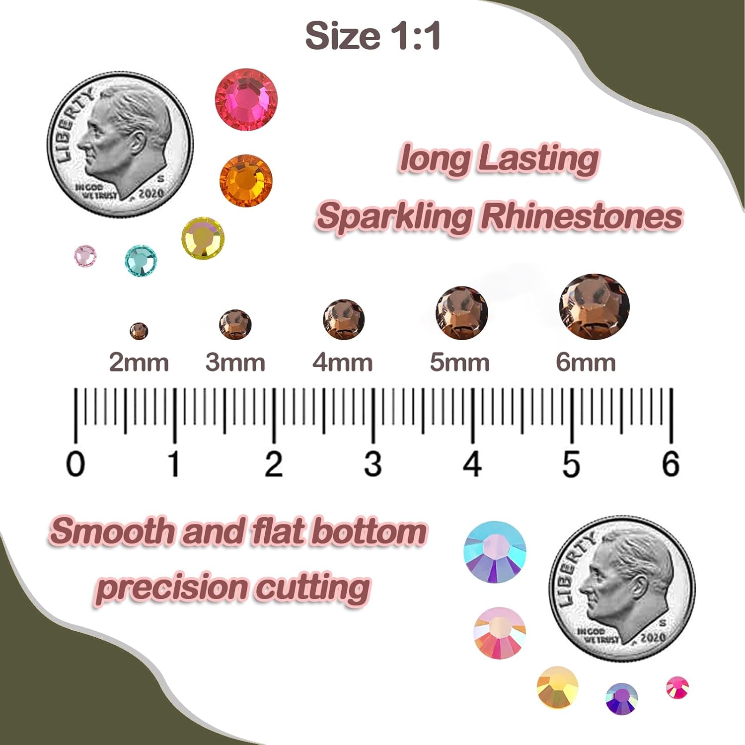 Sukiiy 1000 diamantes de imitación de resina con parte trasera plana de 0.236 pulgadas para manualidades, diamantes de imitación de parte trasera