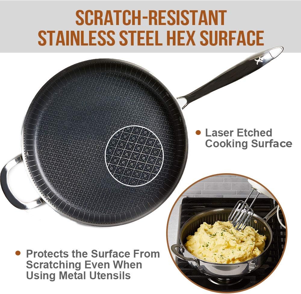 Copper Chef Titan Pan – Sartenes de acero inoxidable de tres capas antiadherentes