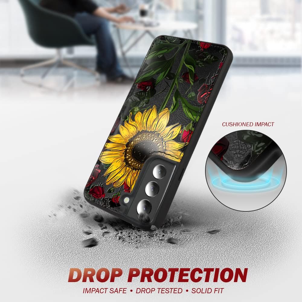 Shields Up Funda para Galaxy S22 Plus, desmontable, con tarjetero y correa para niñas y mujeres, cuero vegano funda floral para Samsung Galaxy S22