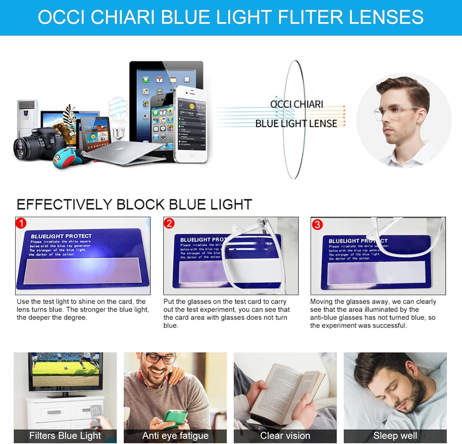 OCCI CHIARI Gafas de lectura bifocales para hombre, de gran tamaño, con bloqueo de luz azul, lectores 1.0 1.25 1.5 1.75 2.0 2.25 2.5 2.75 3.0 3.5