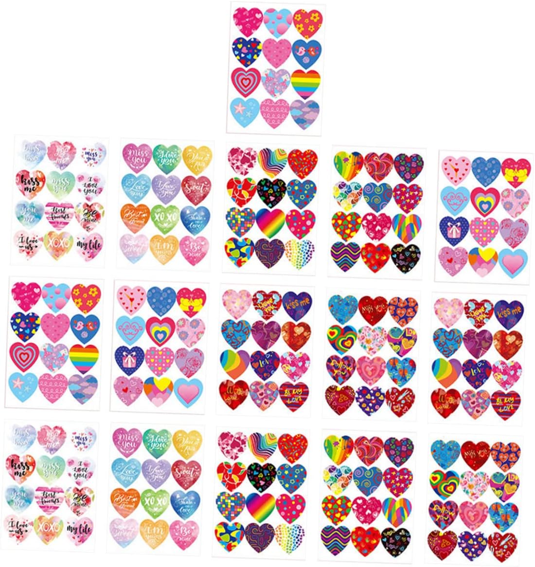 Abaodam 64 Sheets Heart Envelope Sticker Wedding Favors Decorative Stickers Wedding Stickers Gay Pride Gift Stickers Paper Hearts Cutouts Rainbow