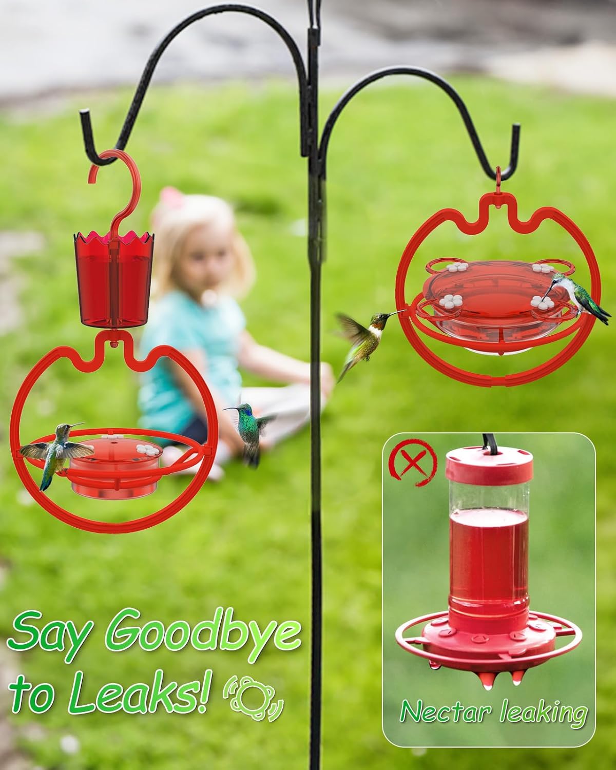 Ermete Comedero para colibríes para colgar al aire libre, a prueba de hormigas, comederos para colibríes para exteriores, regalo de colibrí para