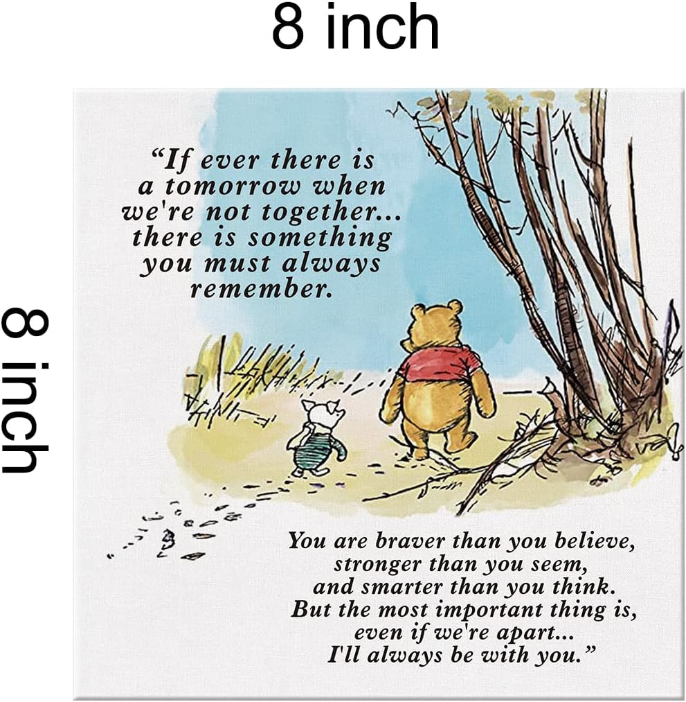 Lienzo decorativo clásico de Winnie the Pooh con frase “If Ever There Is A Tomorrow” (“If Ever There Is A Tomorrow”)