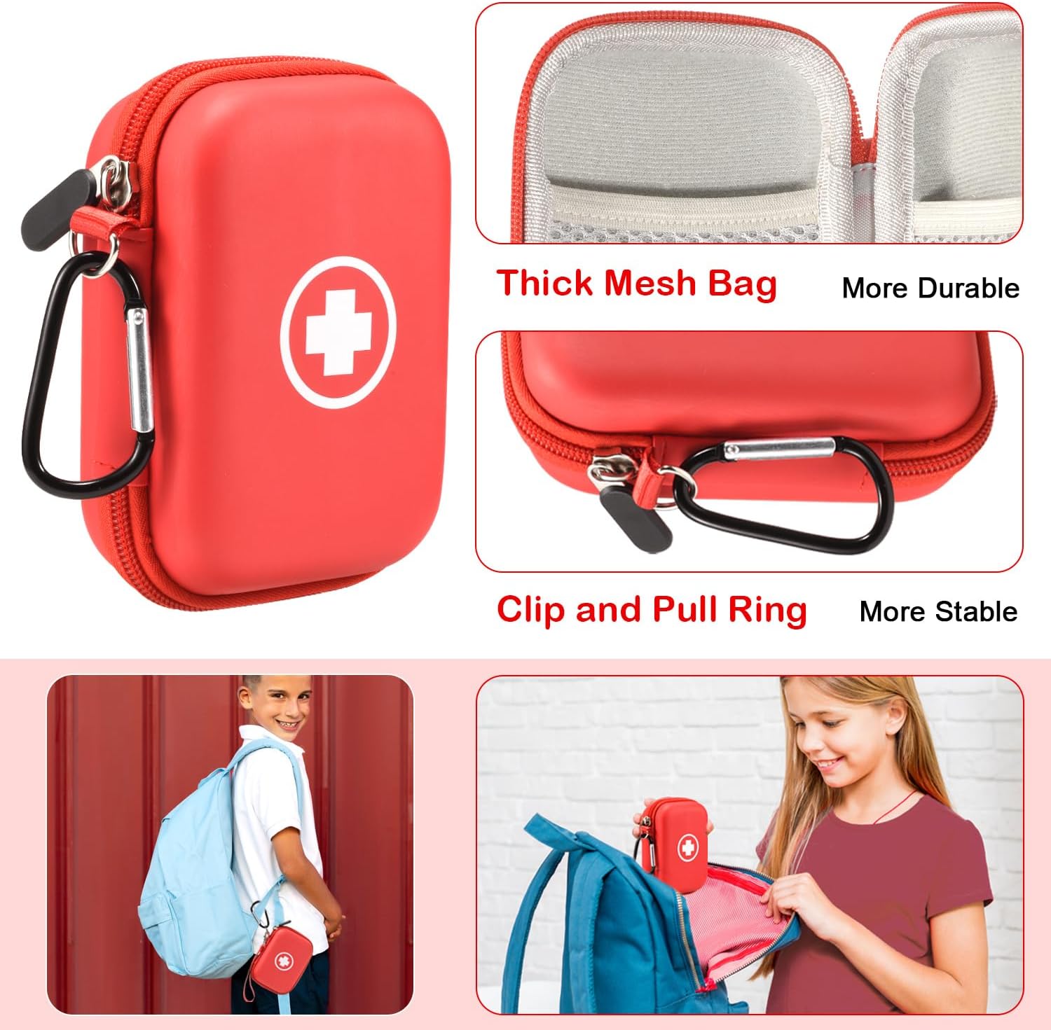 Auvi Q Estuche de transporte, bolsa de emergencia portátil para medicina para 2 inyectores automáticos Auvi-Q, inhalador de asma, aerosol nasal,