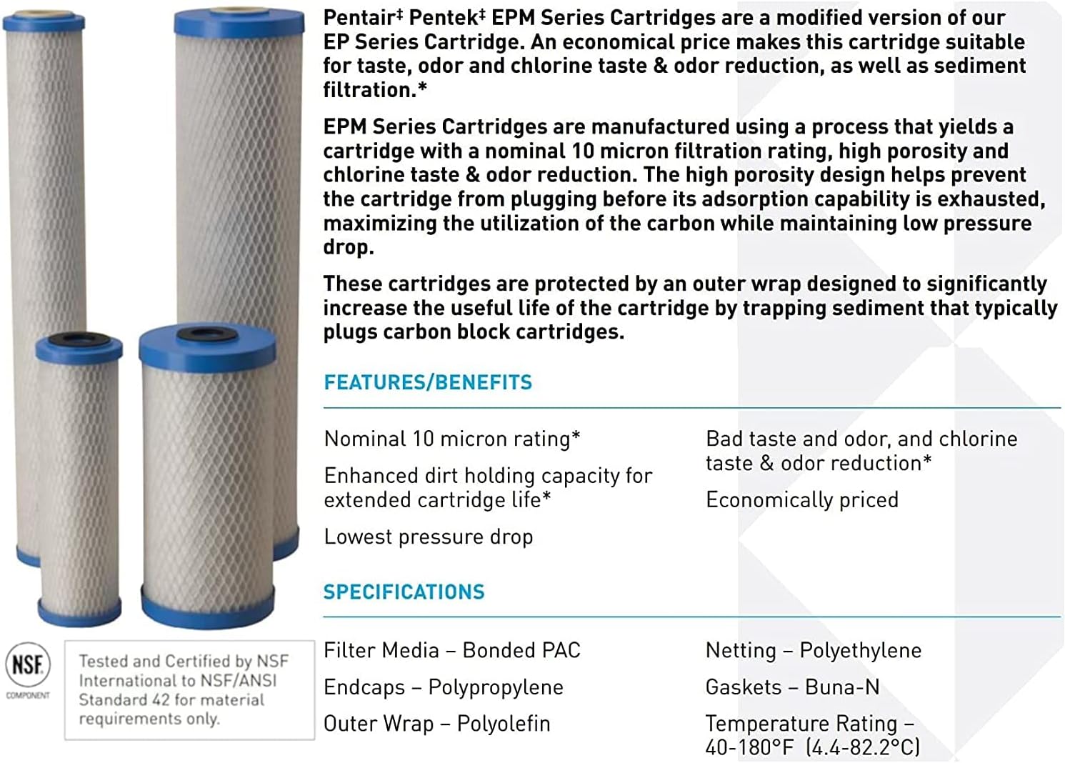 Filtro de agua de carbono Pentair Pentek