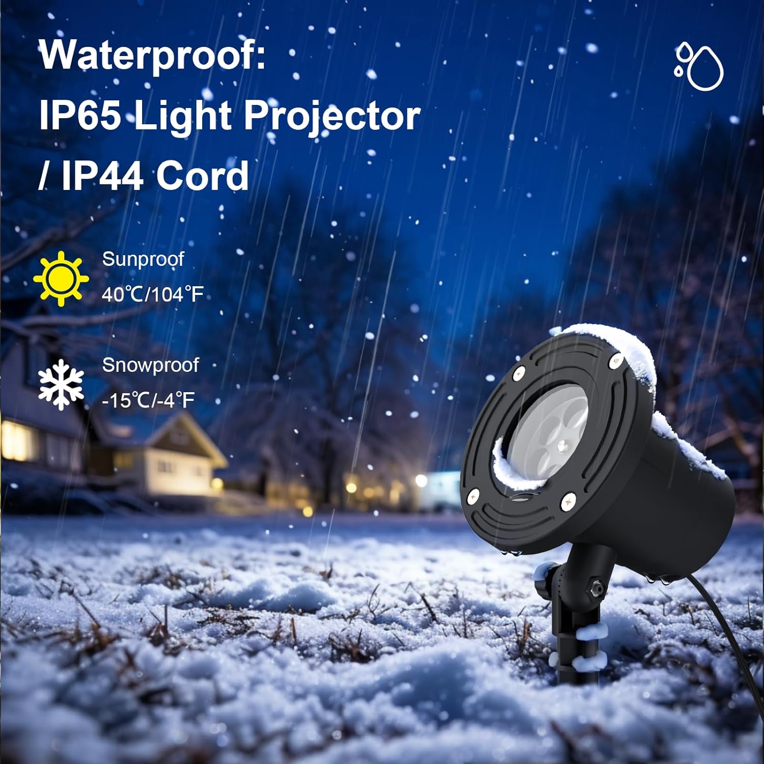 Proyector de nieve de Navidad, IP65 impermeable para exteriores, proyector LED de copo de nieve para exteriores, lámpara de proyección giratoria de