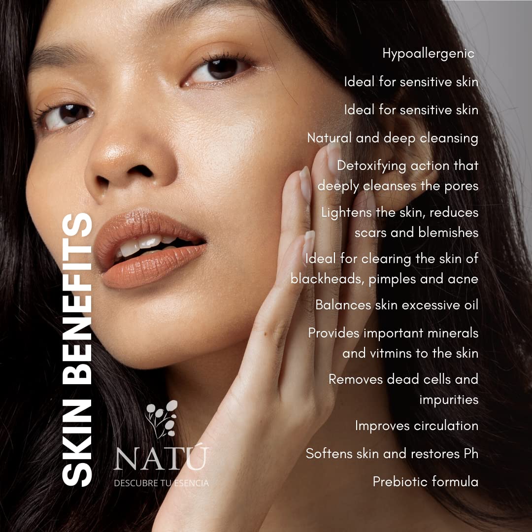 Natu – Polvo limpiador facial – Limpieza profunda de poros, ideal para puntos negros, espinillasacné, suaviza la piel y restaura el Ph,