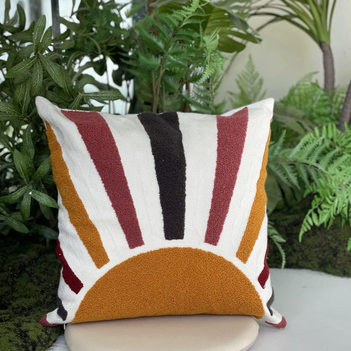 Molili Fundas de almohada con textura bohemia de 18 x 18 pulgadas, modernas fundas de almohada con diseño de sol absrácto minimalista, decoración de