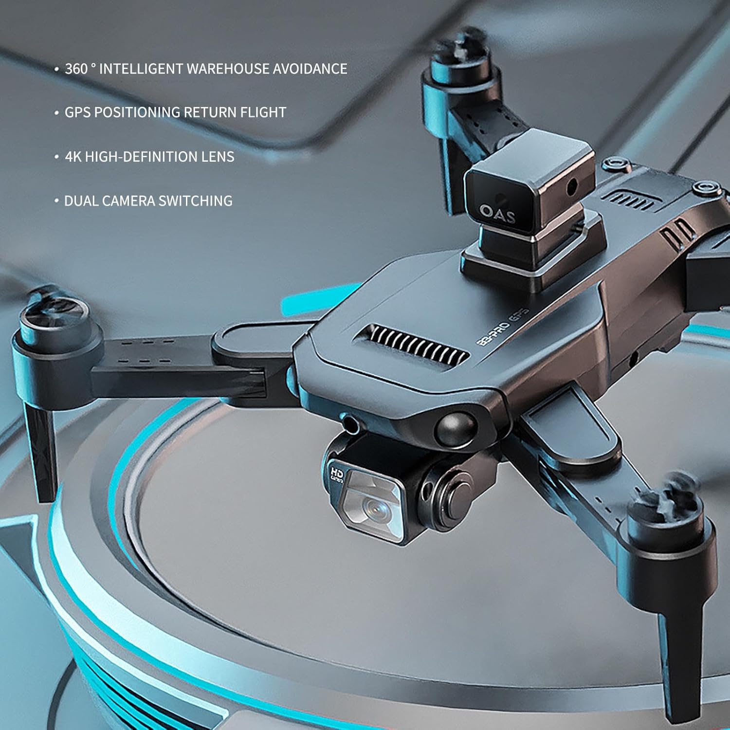 Drone con cámara para adultos y niños, helicóptero de alta definición 4k fotografía aérea de vehículos aéreos no tripulados con larga persistencia y