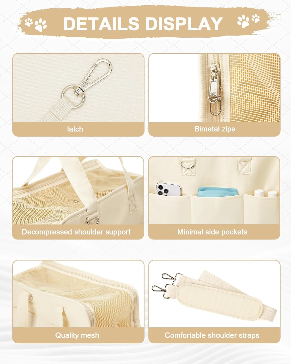 Bolsa transportadora para perros con capacidad para hasta 20 libras, bolsa de algodón con lados suaves, transportadores de perros y gatos para gatos