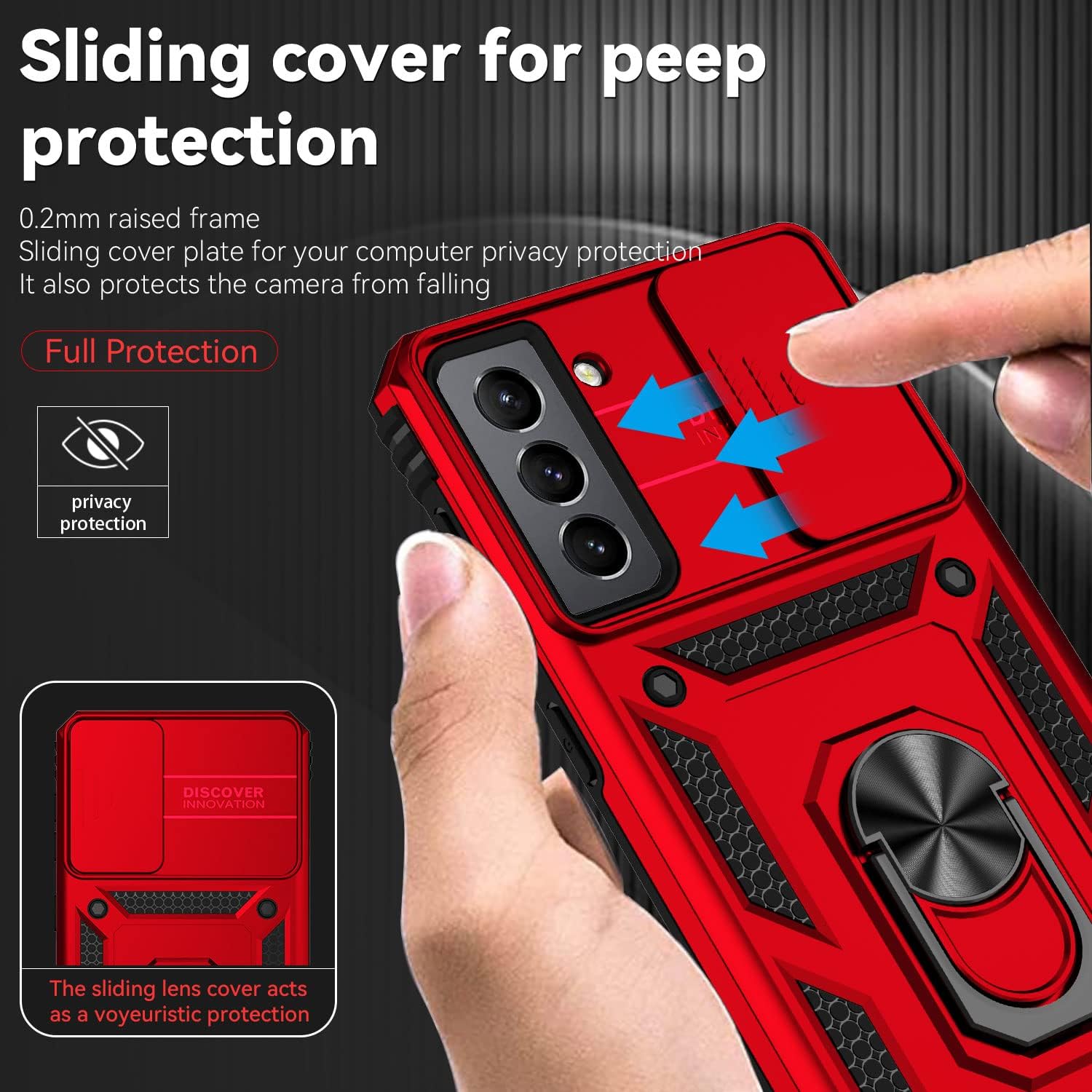 YZOK Funda para Samsung Galaxy S21, con cubierta para lente de cámara, protector de pantalla HD, grado militar anillo de montaje en coche con