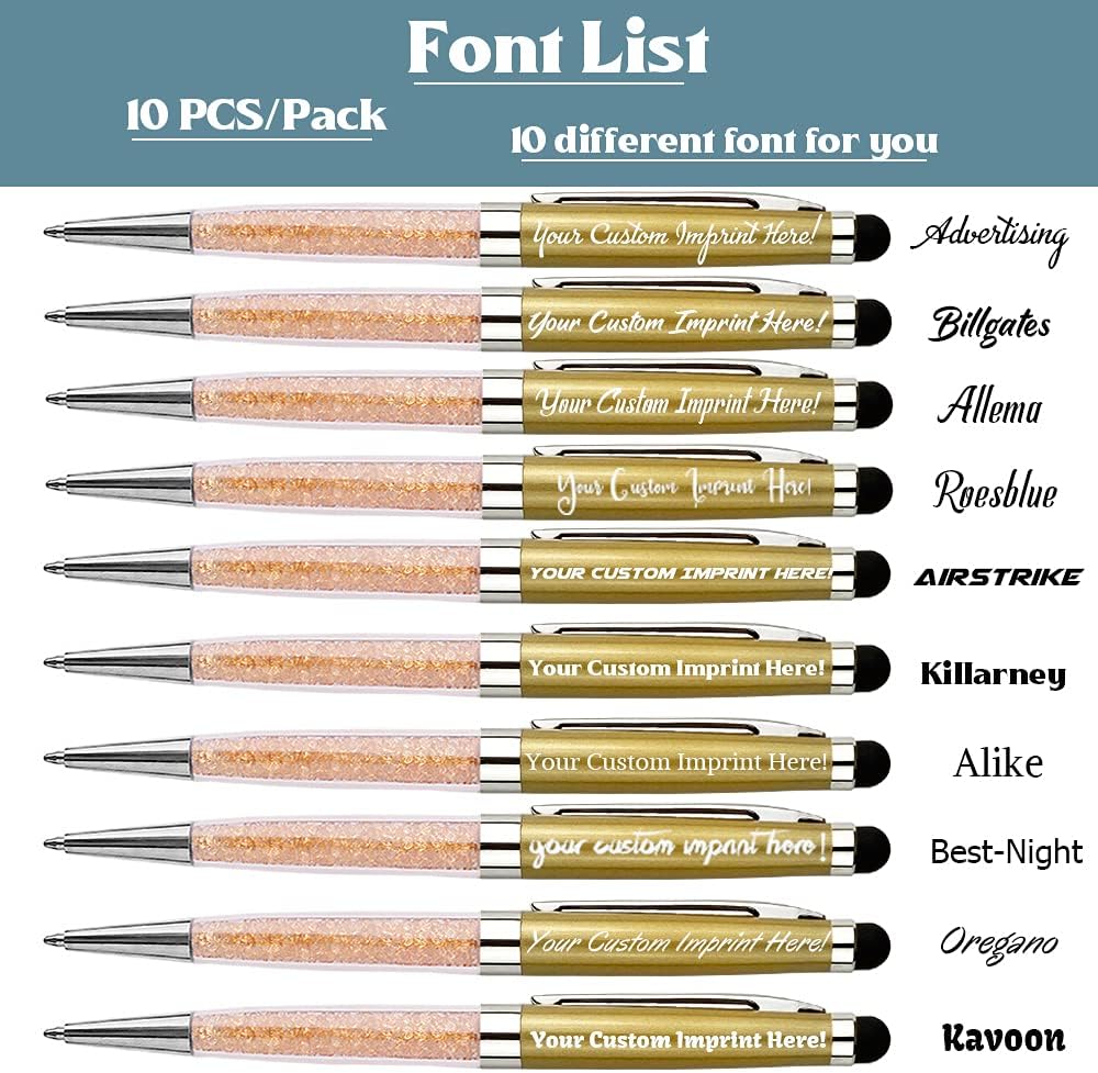 Ancolo Personalized ball Pens with Crystal Stylus Tip – Smooth Writing Set – Engraved with Your NameSloganAddress – Gift for