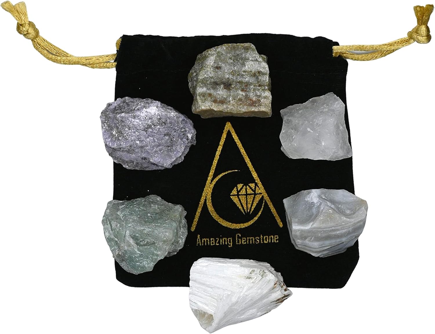 Cristales para manifestación de trauma emocional, juego de 6 cristales curativos de lepidolita, aventurina verde, escolecita, vesuvianita, ágata de