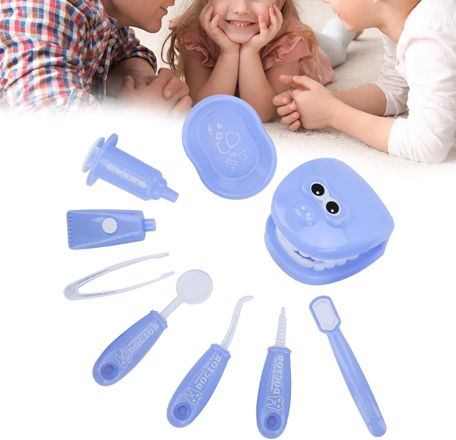 VBESTLIFE Modelo de herramientas de dentista, juego de 9 piezas para niños, juego de simulación para dentistas, juego de modelos de dientes, kit de