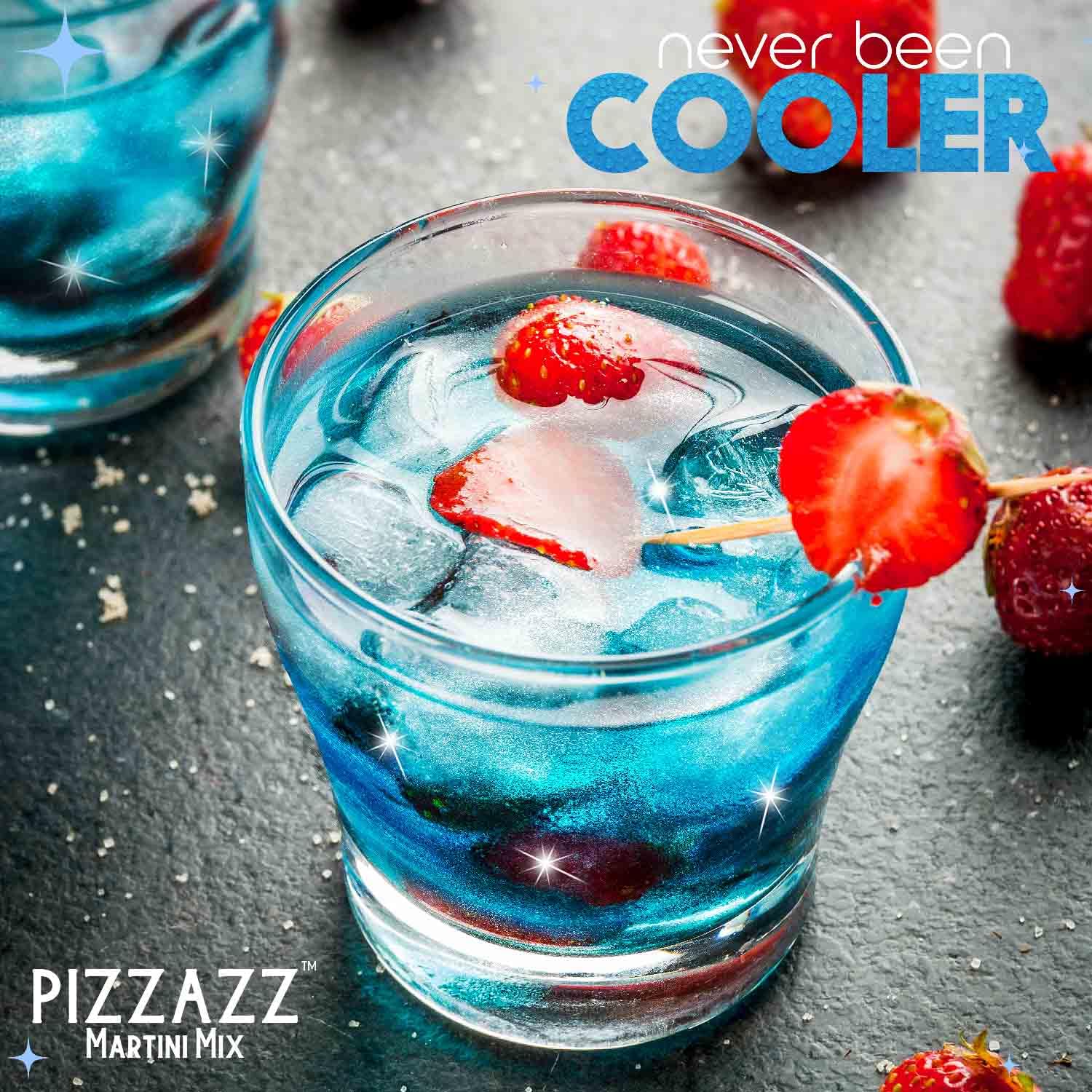 Pizzazz Blue Envy – Mezcla de Martini con purpurina comestible para bebidas (12 onzas), mezcladores de bebidas prémium para cócteles, mezclador de