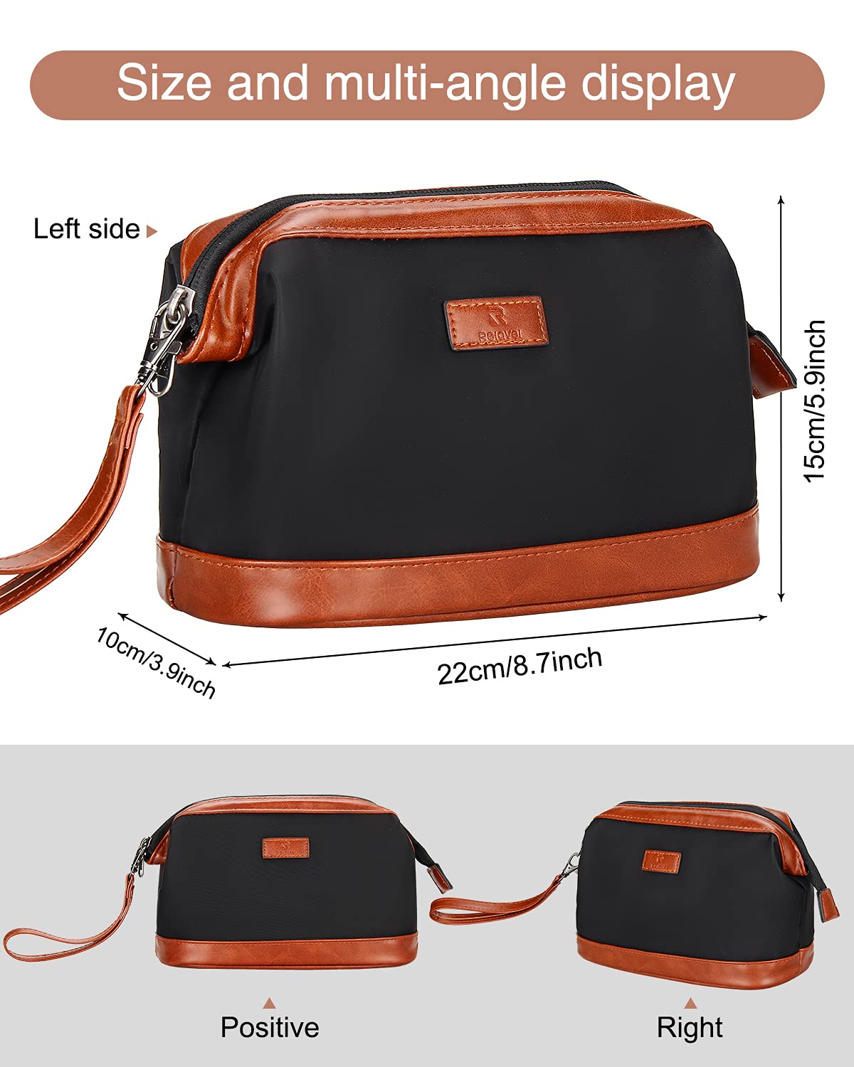 Relavel Bolsa de maquillaje pequeña de viaje para mujeres, bolsa de brochas de maquillaje, portátil, de 2 capas, gran capacidad, organizador de