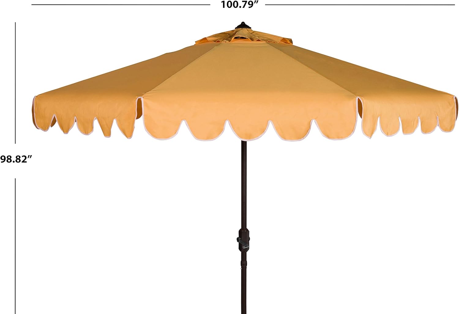SAFAVIEH PAT8010A Collection Venice Navy and White Single Scallop 9Ft Crank Outdoor Push Button Tilt Umbrella