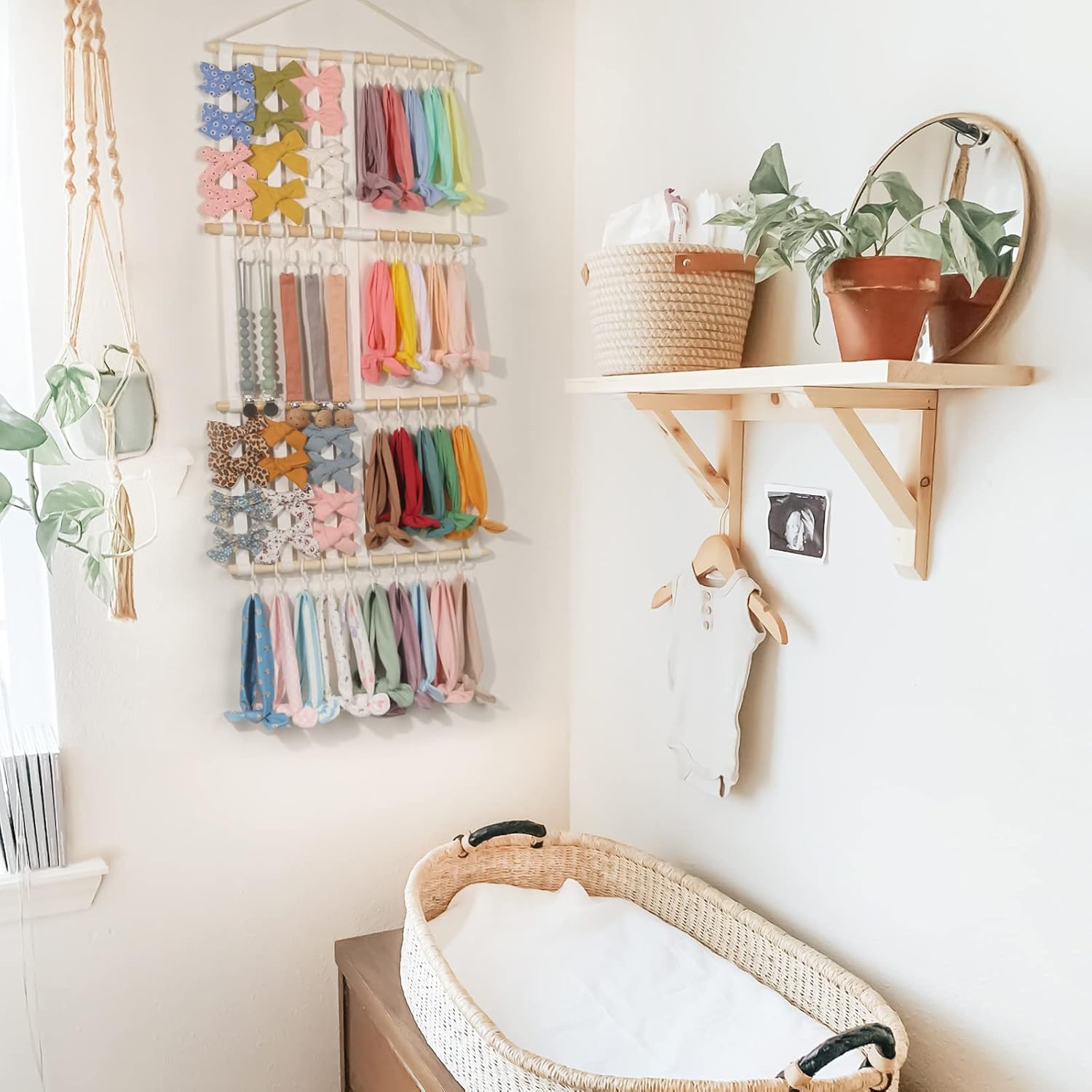 POVETIRE Soporte para diadema organizador de lazos para el cabello, diademas para bebé, accesorios para el cabello, organizador de almacenamiento