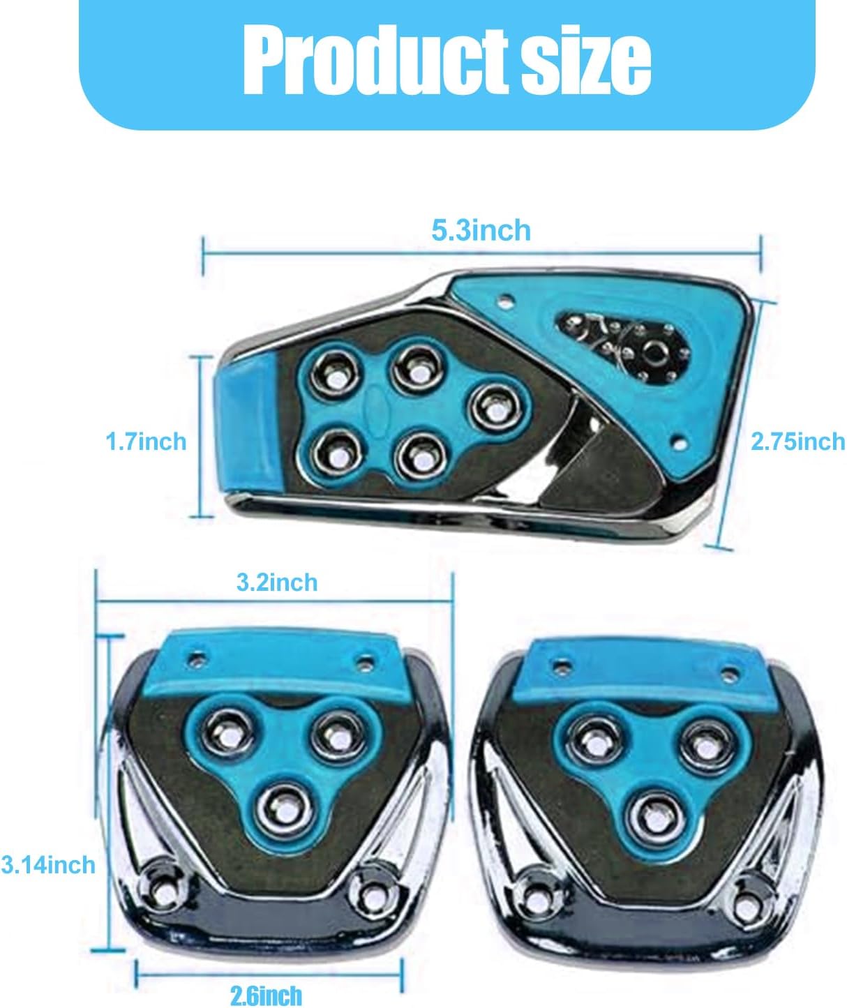 Hawyet Juego de 3 pedales de transmisión manual de automóviles, fundas de pedal de automóvil ABS, juego de pedal de automóvil, fundas