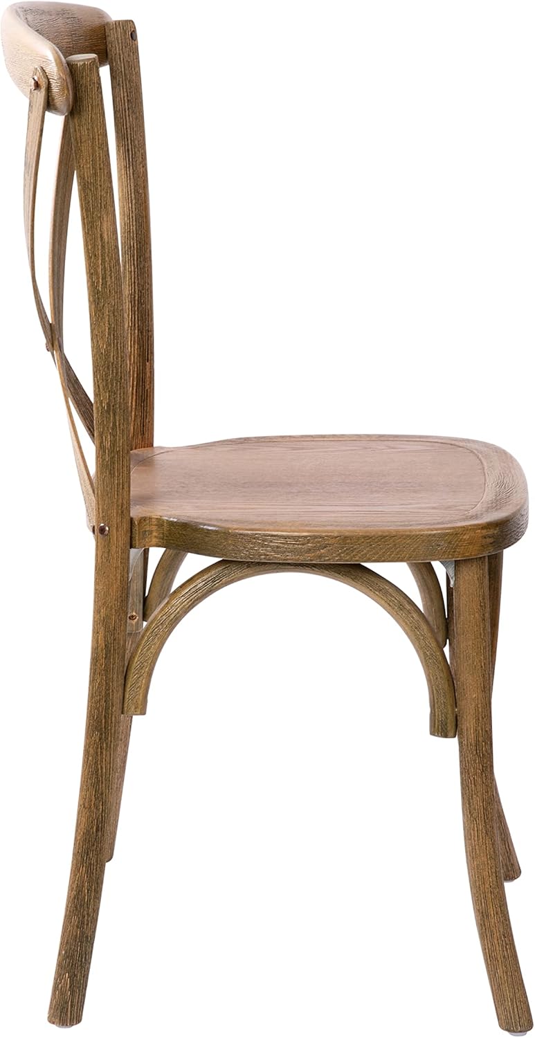 Flash Furniture Paquete de 2 sillas Advantage raspadas a mano con respaldo en X natural oscuro