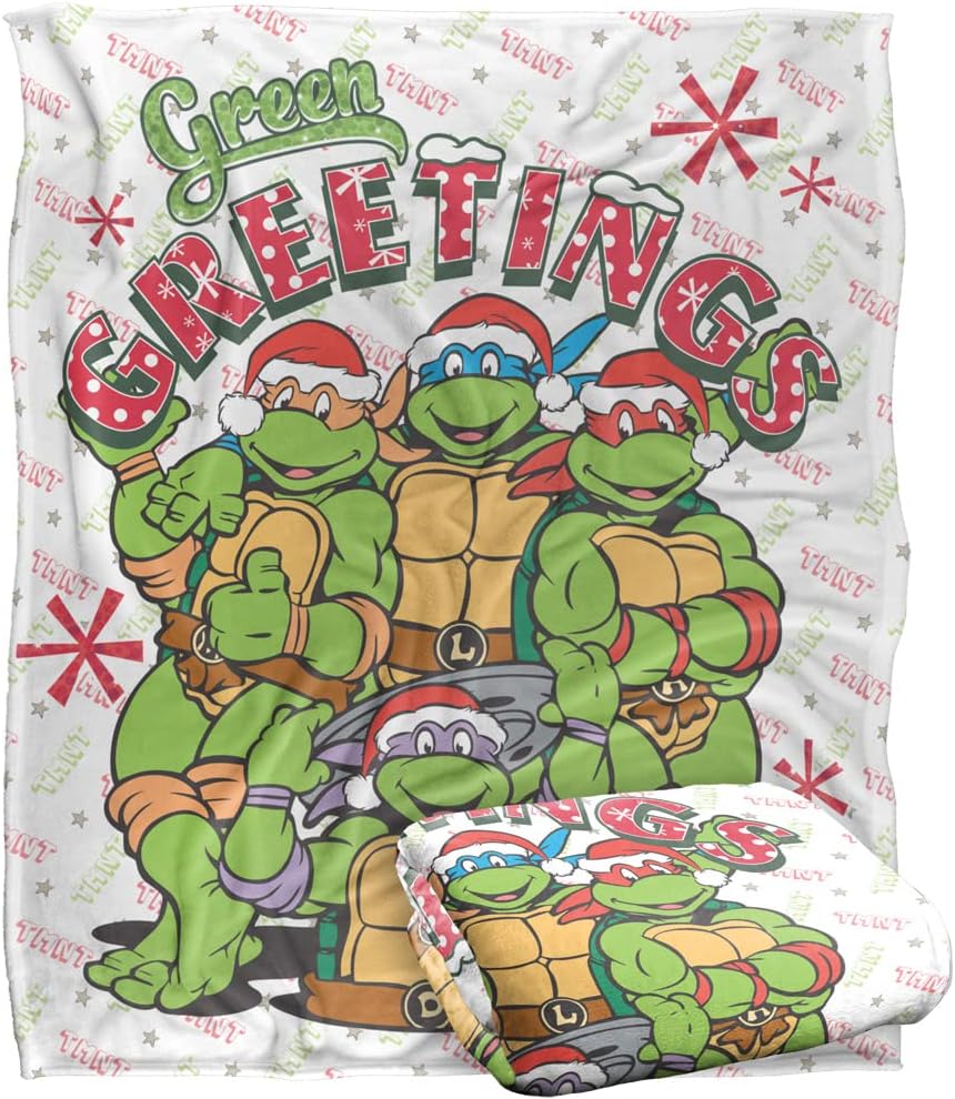 TMNT – Manta de las Tortugas Ninja Teenage Mutant, 50 x 60 pulgadas, color verde, manta sedosa al tacto súper suave