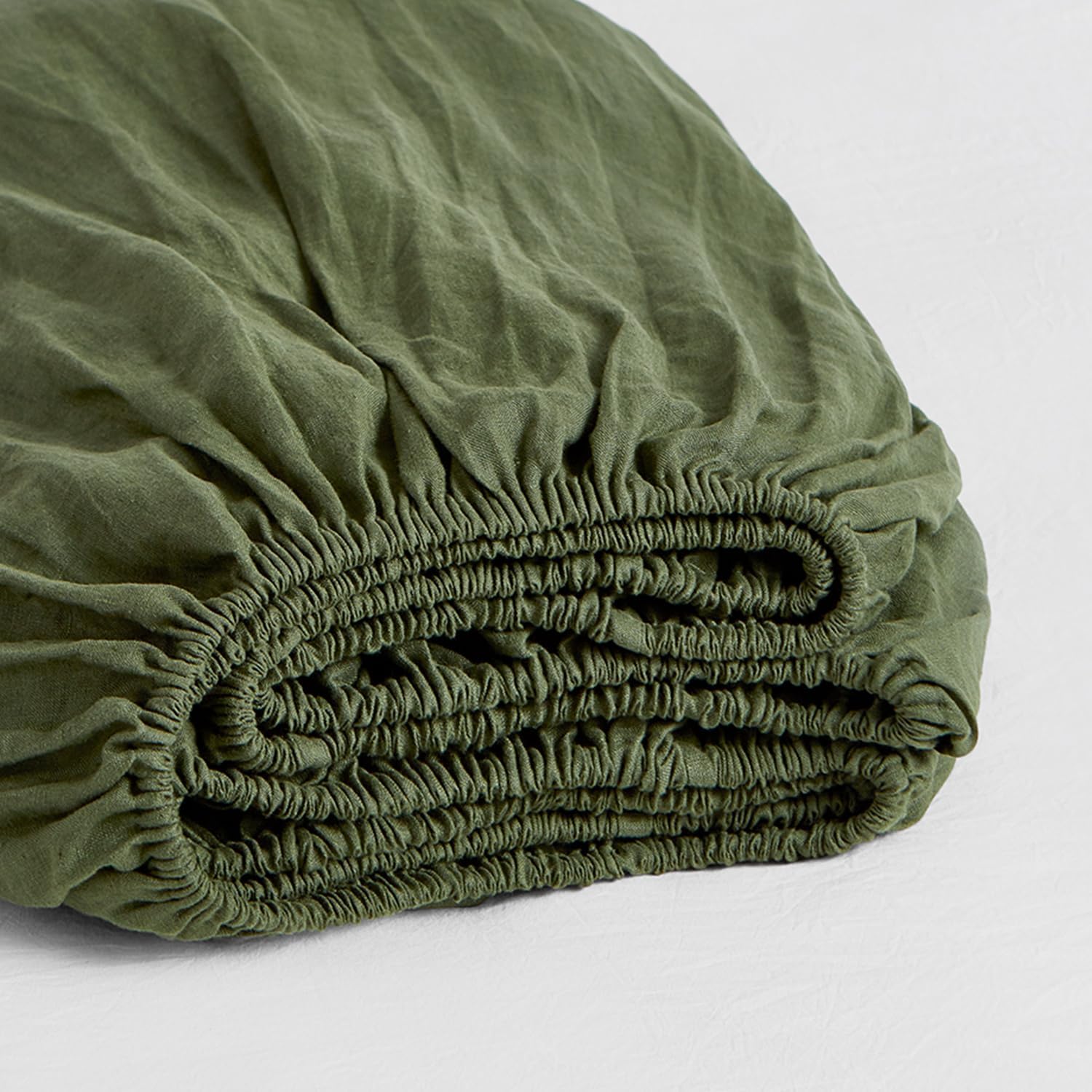 DAPU Funda de colchón 100% lino francés (1 pieza) con bolsillo profundo de 16 pulgadas, lino francés natural puro de Normandía, ultra suave,