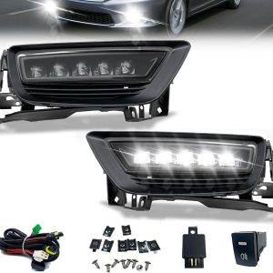 Lámparas LED antiniebla aptas para Honda Accord Sedan 2013, 2014, 2015 (no compatible con híbrido) con interruptor y arnés (lente transparente) Lámparas LED antiniebla aptas para Honda Accord Sedan 2013, 2014, 2015 (no compatible con híbrido) con interruptor y arnés (lente transparente)